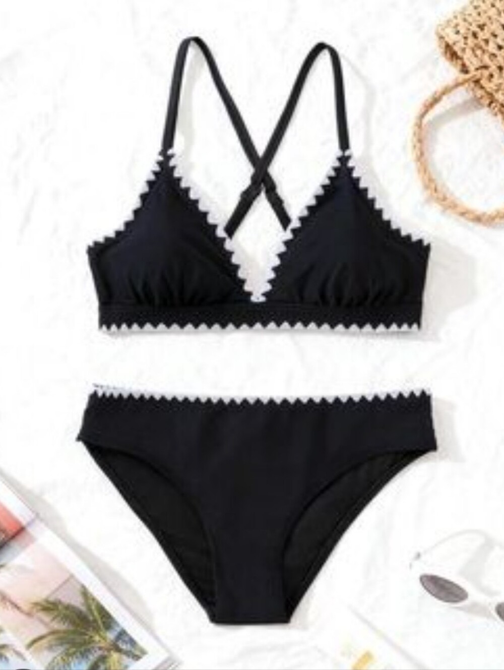 Younique Black Bikini Set with White Trim - Picture 6 of 6